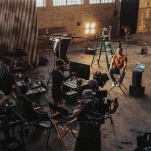 Film crew working on a set