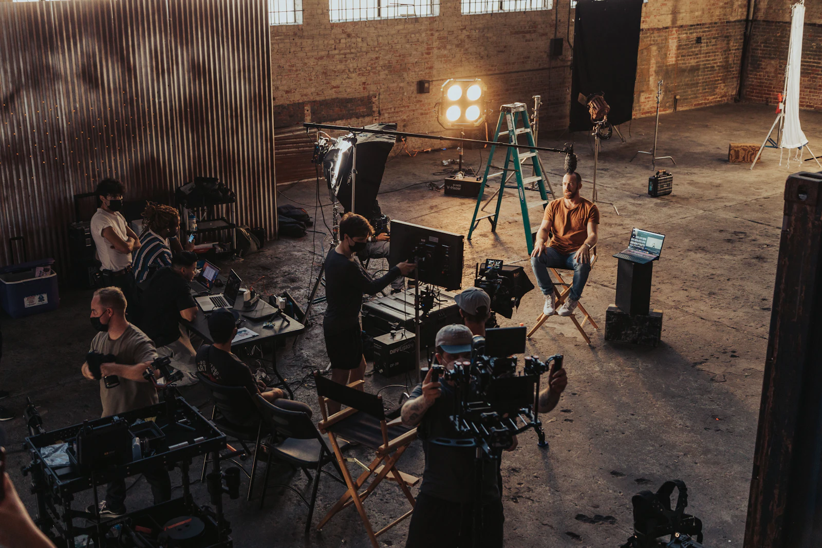 Camera operator on a Nairobi street shoot arranged by a film fixer in Kenya